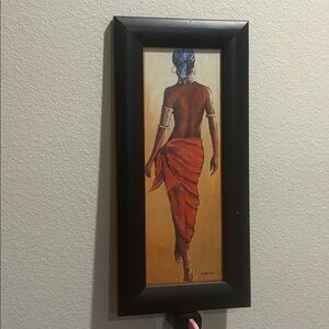 Framed piece of art African American woman 16 x 8